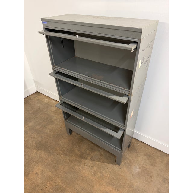 Vintage Industrial Steel Three-Stack Barrister Bookcase, u.s. Government Provenance For Sale In Oklahoma City - Image 6 of 15