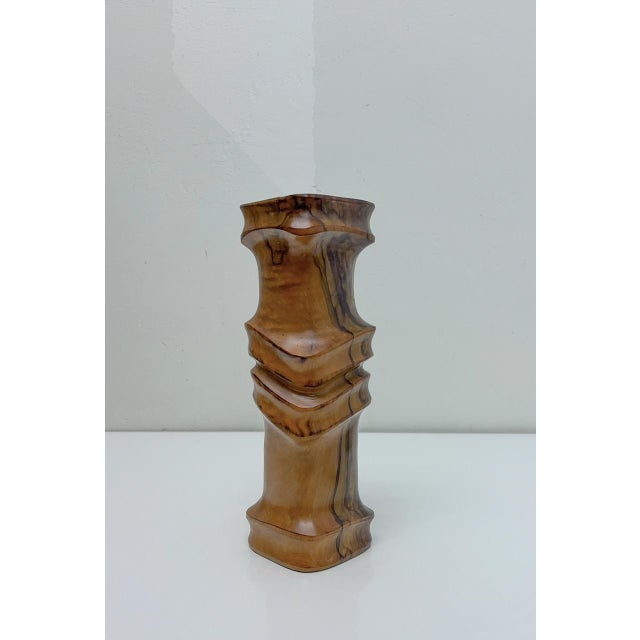 Mid-Century Modern Mid-Century Hand-Crafted Sculpted Olive Wood Vase, 1970s For Sale - Image 3 of 8