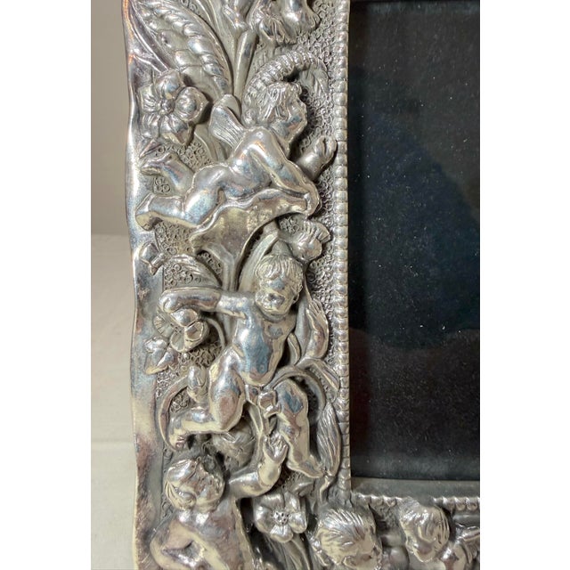 Vintage Ornate Sterling Silver 925 Figural Cherub Putti Picture Photograph Frame For Sale - Image 15 of 18