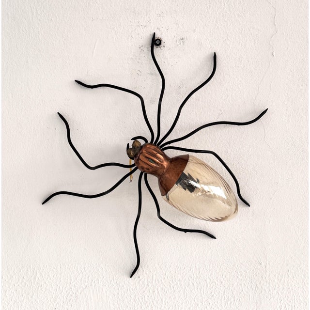 Italian Spider Wall Light Sconce with Yellow Glass Body, 1960s For Sale - Image 12 of 12