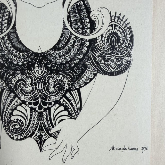 Stella Van der Auwera, Stylized Female Figure, 1976, Art Print, Framed For Sale - Image 4 of 7