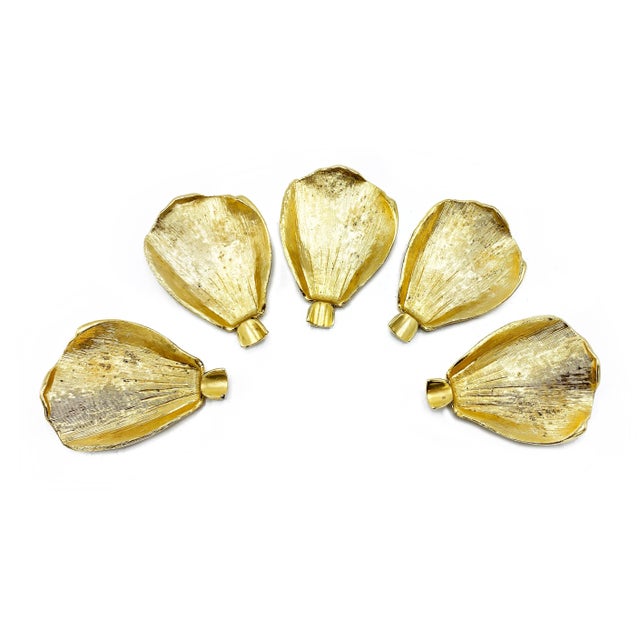 Mid-Century Modern Mid-Century Modern Gucci Style Gold Plated Petal Ashtrays - Set of 5 For Sale - Image 3 of 4