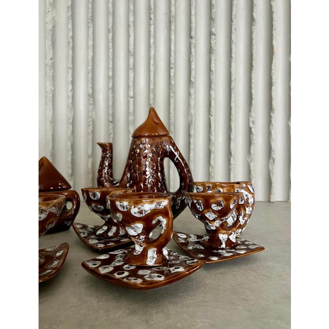 Coffee Set, Vallauris, France, Set of 8 For Sale - Image 3 of 10