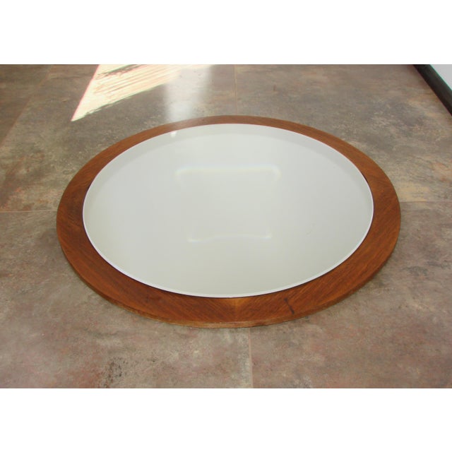 Vintage Round Teak Mirror, 1970s For Sale - Image 4 of 9