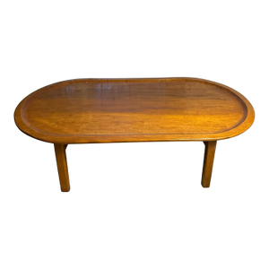 Vintage Mid-Century Modern Teak "Surfboard" Style Oblong Coffee Table With Raised Edge, Scandinavian Style