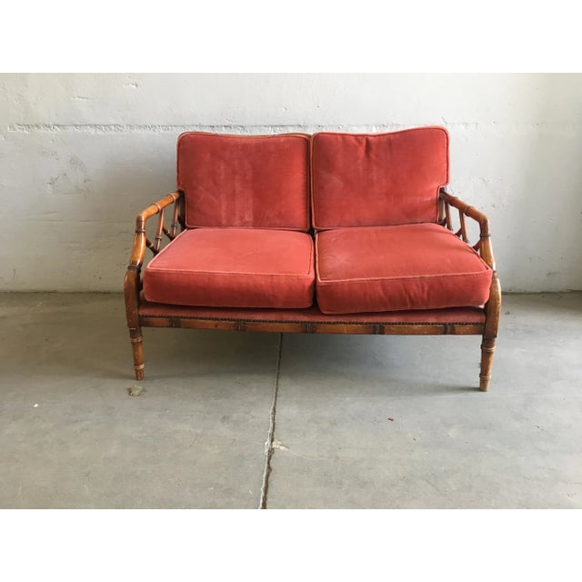 Set of Mid-Century Bamboo & Velvet Seating Set For Sale - Image 4 of 18