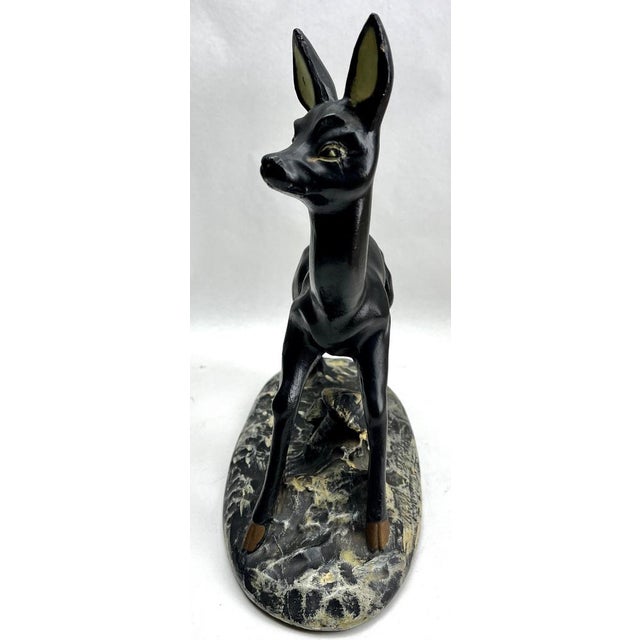 Green Hand-Painted Bambi Sculpture in Plaster, 1935 For Sale - Image 8 of 15