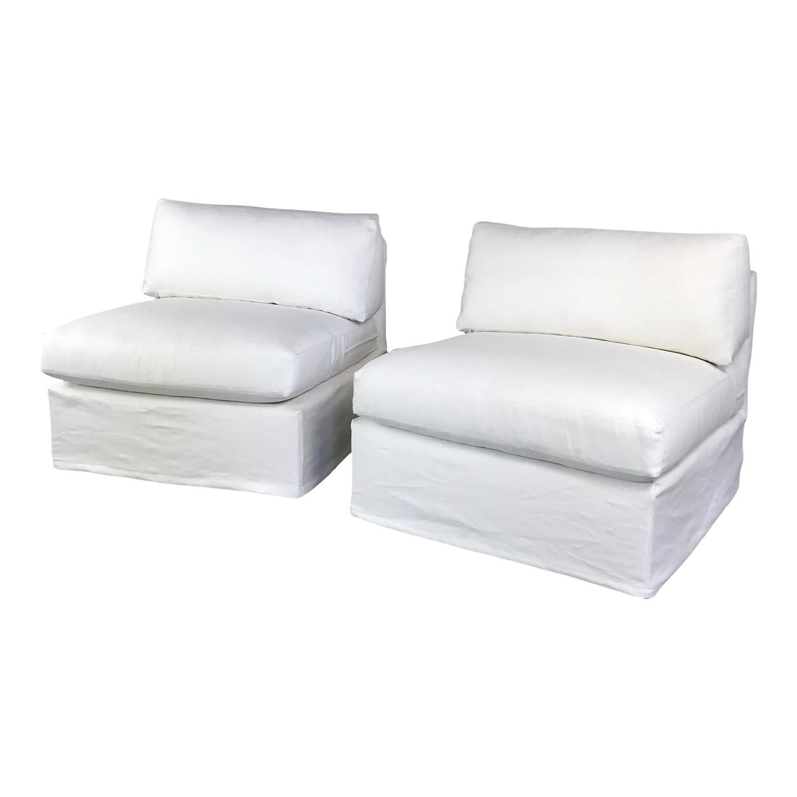 Custom Slipper Chairs with Custom Linen Slipcovers a Pair Chairish