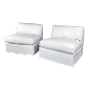 Custom Slipper Chairs with Custom Linen Slipcovers - a Pair