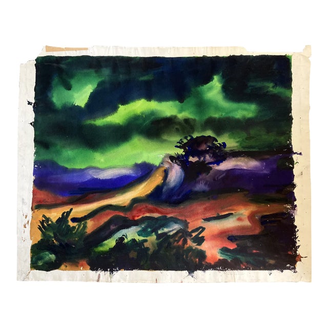 1970’s Original Modernist Abstract Landscape Watercolor Painting For Sale