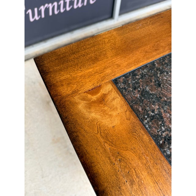 Traditional Wood Buffet With Stone-Inset Top and Wine Storage For Sale - Image 15 of 17