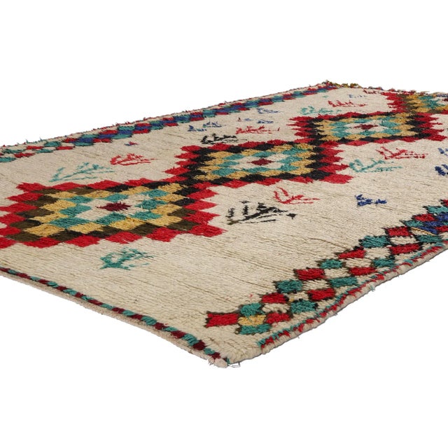 21751 Colorful Vintage Moroccan Azilal Rug, 05'04 x 09'00. Emerging with vibrant energy from the heart of central...