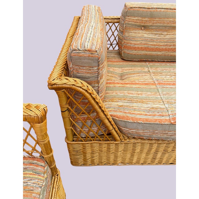 1970's McGuire Furniture Rattan "Willow" Collection 4 Piece Lounge Set by Davis Allen for McGuire For Sale - Image 11 of 18
