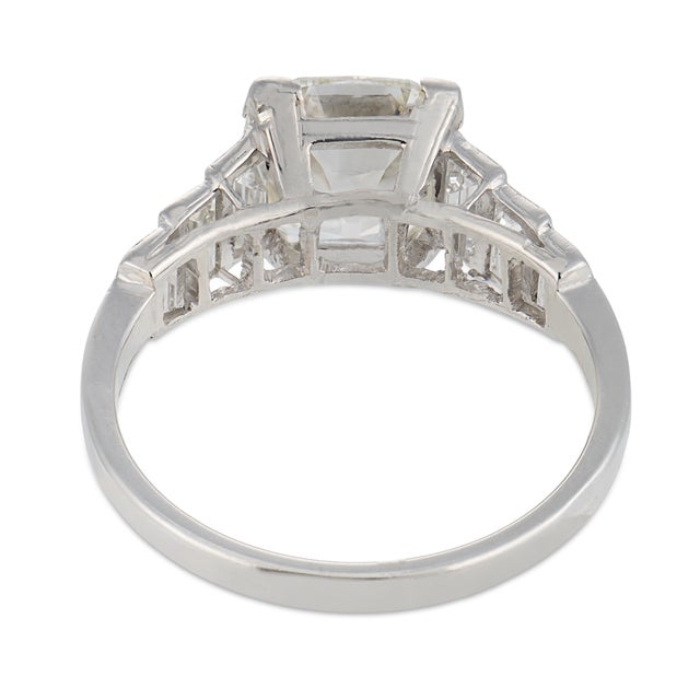1930s Art Deco Gia 3.02 Carat Old Mine Cut Diamond Platinum Engagement Ring, Size 6.25 For Sale In Los Angeles - Image 6 of 6