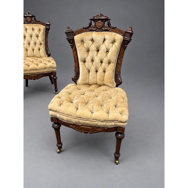 7 Pc, M & H Schrenkeisen or J. Jelliff American Renaissance Revival Parlor Suite For Sale - Image 10 of 13