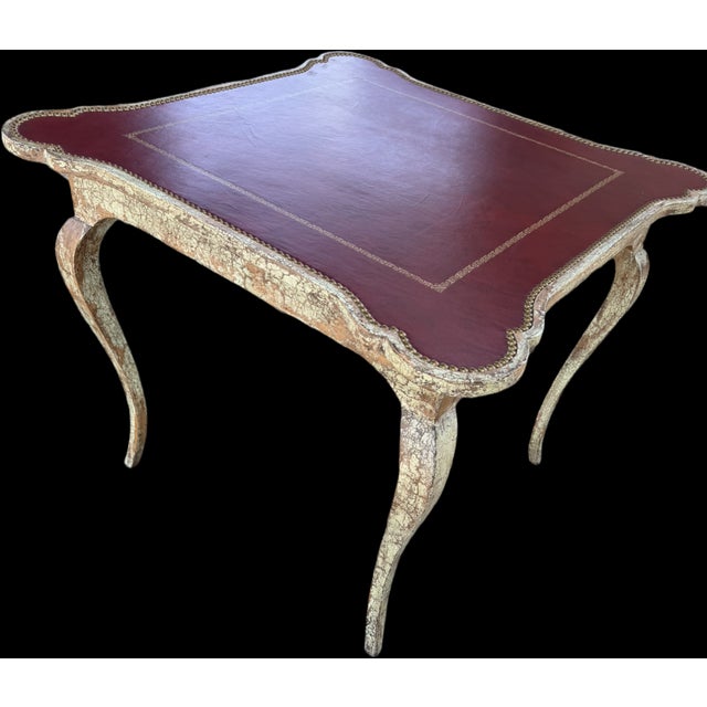 Vintage Minton-Spidell Leather Top Game Table For Sale In Los Angeles - Image 6 of 14