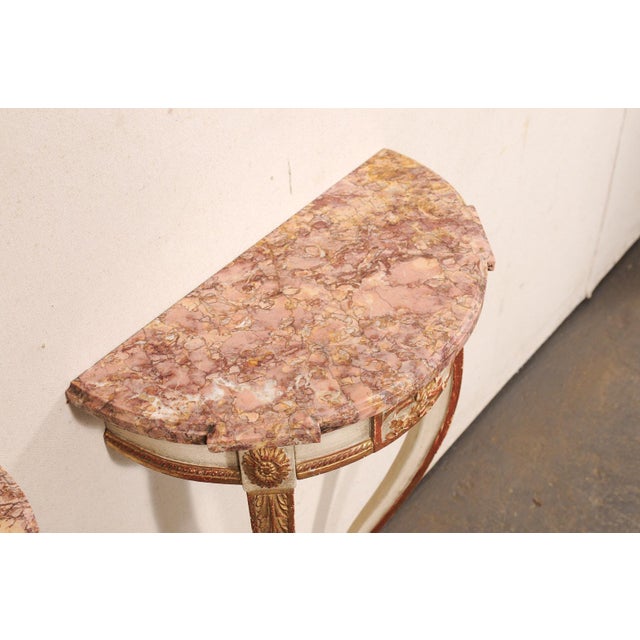 Mid 20th Century Mid 20th Century Petite Demi-Lune French Wall-Mount Consoles - A Pair For Sale - Image 5 of 11