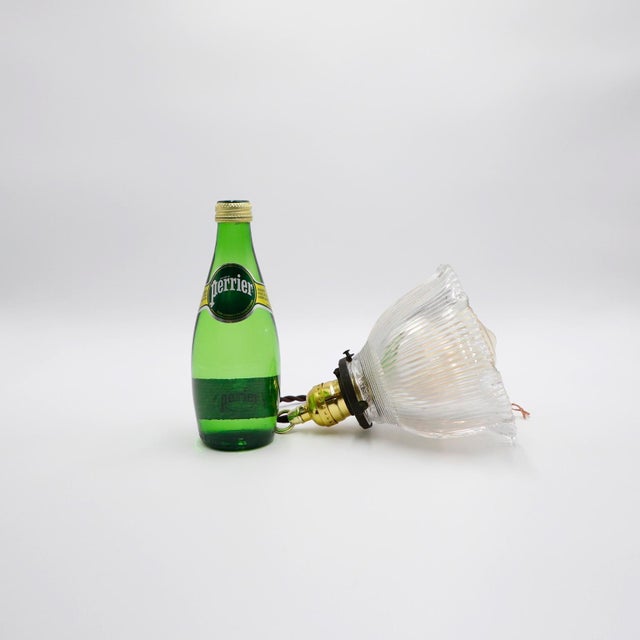 We offer this Holophane Clear Glass Vintage Industrial Pendant Light. Prismatic glass shades in excellent condition. The...