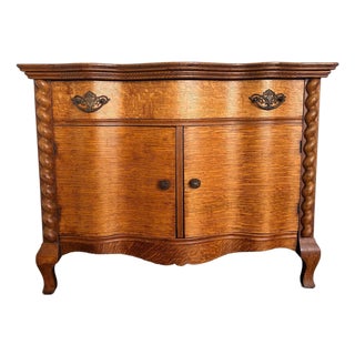 Antique Quarter-Sawn Oak Sideboard Cabinet – Serpentine Front For Sale