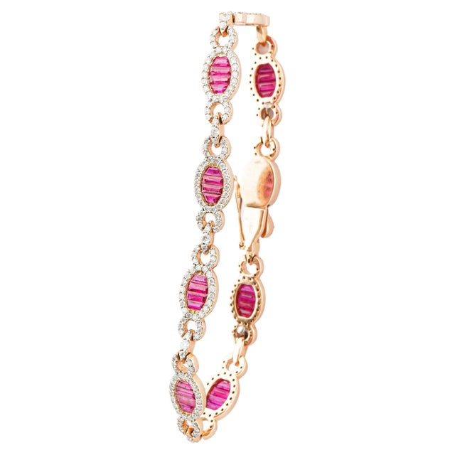 Natural ruby 5.72 & diamond 2.08cts bracelet in 18k gold For Sale - Image 15 of 18