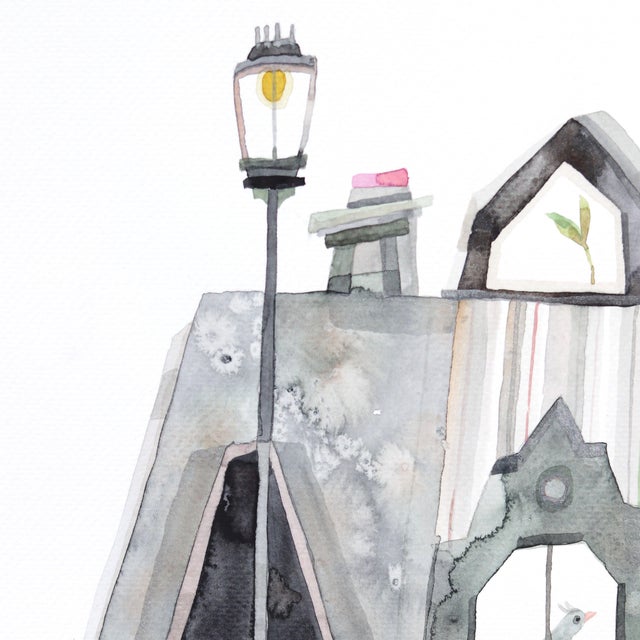 Abstract Melrose Animal House - Abstract Architectural Monochromatic Watercolor Original Artwork by Maria C Bernhardsson For Sale - Image 3 of 6