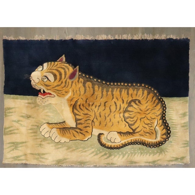 Rare Antique Zabihi Collection Tiger Large Rug - 4' x 6' For Sale - Image 11 of 12