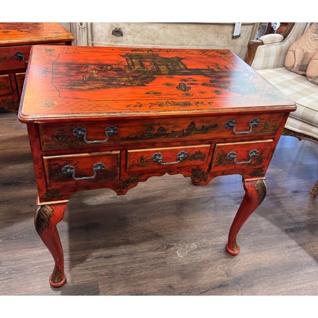 **Pair of Chelsea House Chinoiserie Hand-Painted Side Tables, circa 1990s** Beautiful pair of vintage Chelsea House...