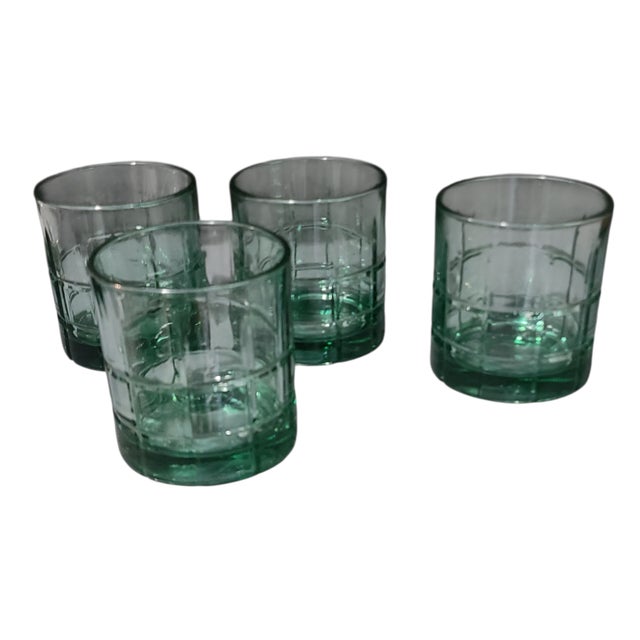 Vintage Four Anchor Hocking u.s.a Low Ball Green Glasses Marked For Sale - Image 6 of 6
