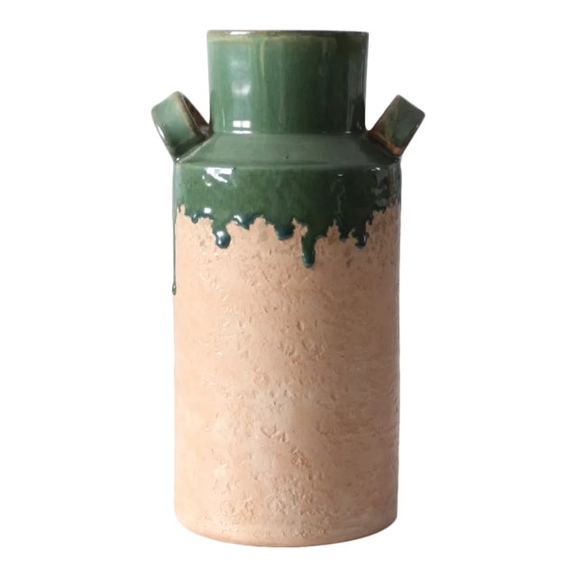 Vintage Italian Terra Cotta Drip Glaze Vase For Sale