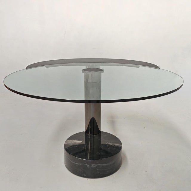 Extendable Round Glass Table Moon attributed to Mario Mazzer for Zanette, 1980s For Sale - Image 16 of 18