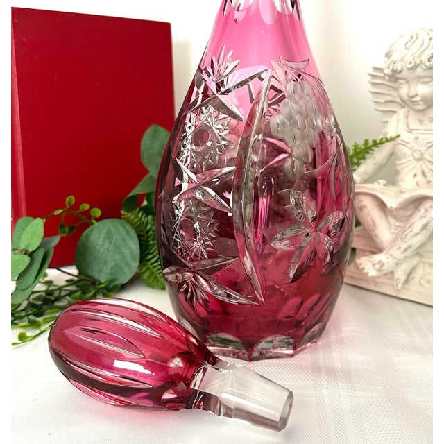 Vintage Nachtmann Cranberry Red Decanter & Stopper For Sale - Image 4 of 7