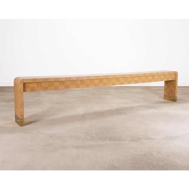 Mid 20th Century Karl Springer Style Organic Grasscloth Waterfall Console 10 Ft For Sale - Image 5 of 18