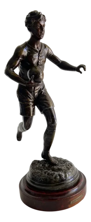 Antique Rugby Sculpture in Regula with Bronze Patina by Guillemin