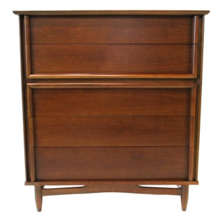 Mid Century Walnut Highboy Dresser Chest by Dixie For Sale