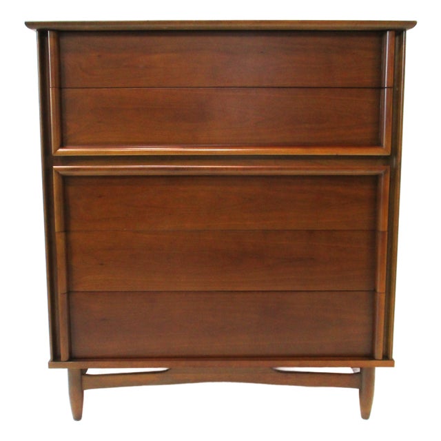 Mid Century Walnut Highboy Dresser Chest by Dixie For Sale