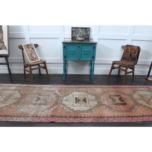1970s Vintage Handmade Wool Cotton Orange Runner Rug For Sale - Image 11 of 11