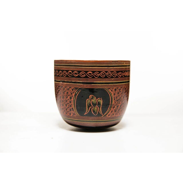 20th Century Vintage Collector-Grade Burmese Parrot Lacquerware Cup For Sale In Seattle - Image 6 of 6