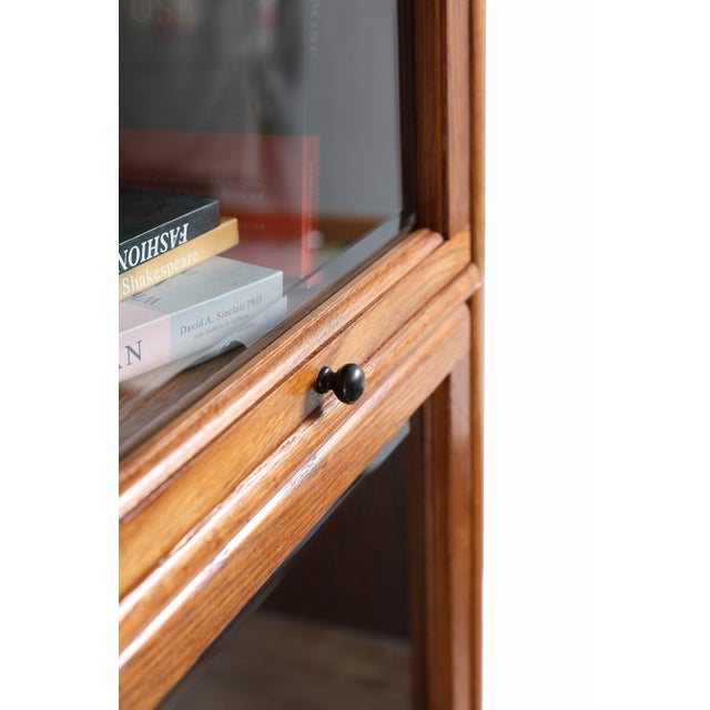 Mission Mission Narrow Barrister Bookcase - Beveled Glass - Micheals Cherry For Sale - Image 3 of 17