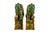 Rare Mid-Century Modern Chinese Ceremic Food Dogs in Vibrant Sancai-Style Green & Amber Drip Glaze. These specific figures...
