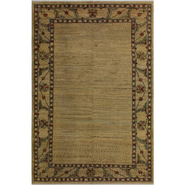 Tan 1980s Vintage Gabbeh Tan Wool Rug - 5′10″ × 9′ For Sale - Image 8 of 9