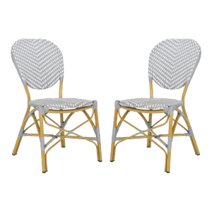 French Bistro Stacking Side Chair in Grey & White - a Pair