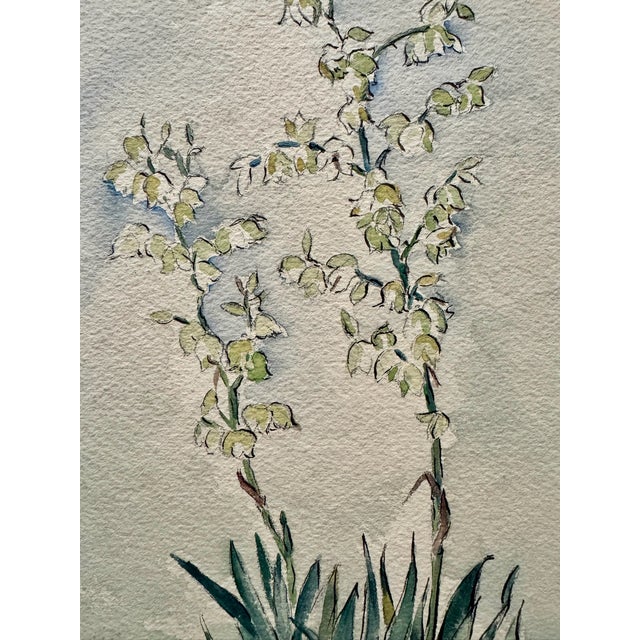 Rustic Henry Emil Salloch Original Watercolor on Paper Desert Landscape With Flowering Yucca Plant, 1939. For Sale - Image 3 of 8