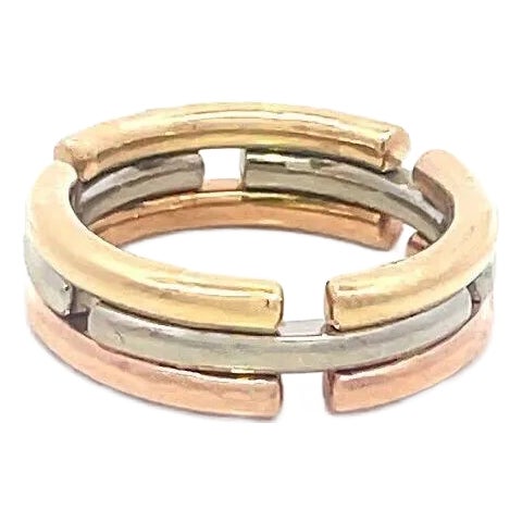 Bvlgari Collapsible Gold Ring 18k Tri-Color 3-Row | Chairish