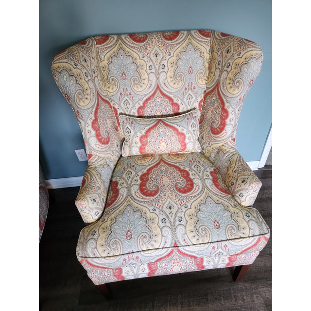 Pair of Authentic Thibaut Monterey Wing Chairs For Sale - Image 14 of 17