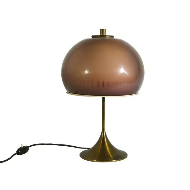 Italian Acrylic Glass &Amp; Brass Table Lamp from Lamter, 1960s For Sale - Image 6 of 6