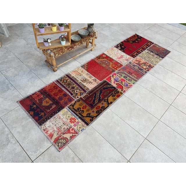 Textile Mid 20th Century Bohemain Handknotted Wool Runner For Sale - Image 7 of 10