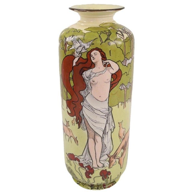 Antique Arts and Crafts Ceramic Psyche Vase from Frank Beardmore & Co., 1905 For Sale - Image 3 of 10