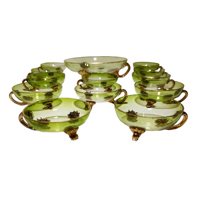 Venetian Crystal Punch Set, Italy, 1940s, Set of 13 For Sale