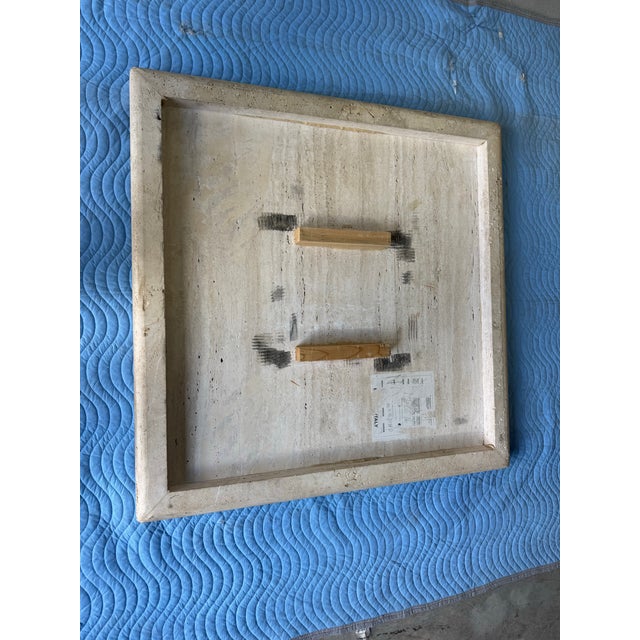 1980s Italian Postmodern Bullnose Beige Travertine Square Coffee Table by Stone International For Sale - Image 9 of 12