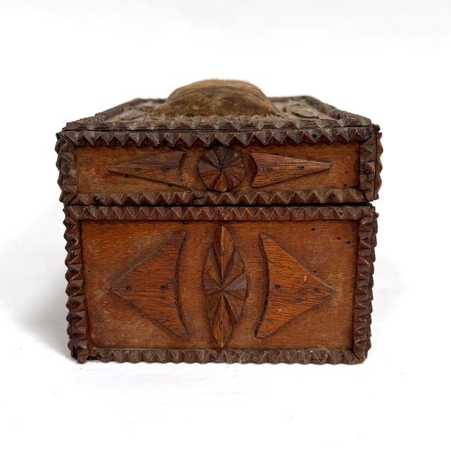 Mid 19th Century Antique Tramp Art Box Personalized by the Artist For Sale - Image 5 of 12